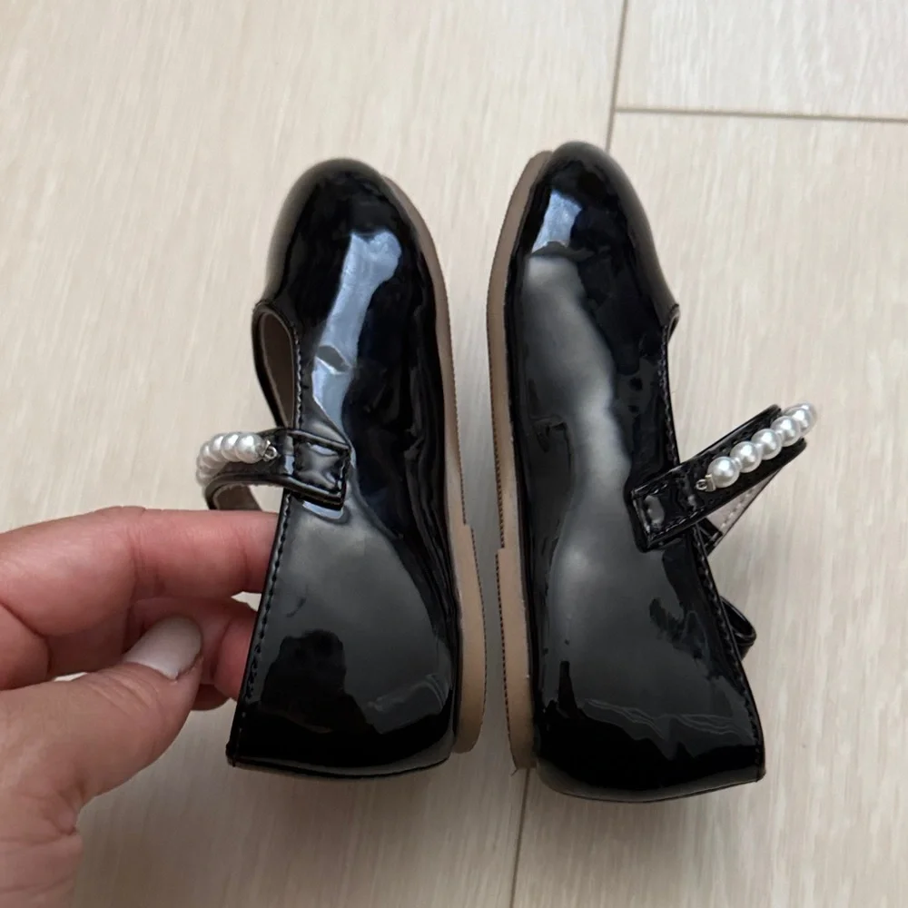 3/$10  Black Kids Dress Shoes with Pearl Accent - Picture 6 of 7